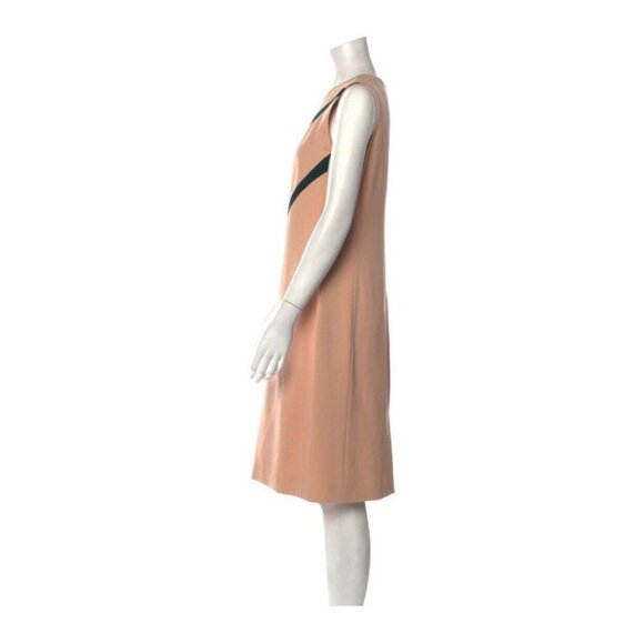 Narciso Rodriguez Light Camel Beige Geometric  Print Sleeveless Sheath Dress 44 - Picture 2 of 5